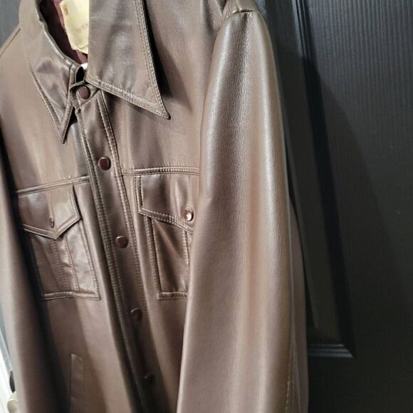 Envoy Large faux leather coat vintage 60s 70s - Picture 4 of 12